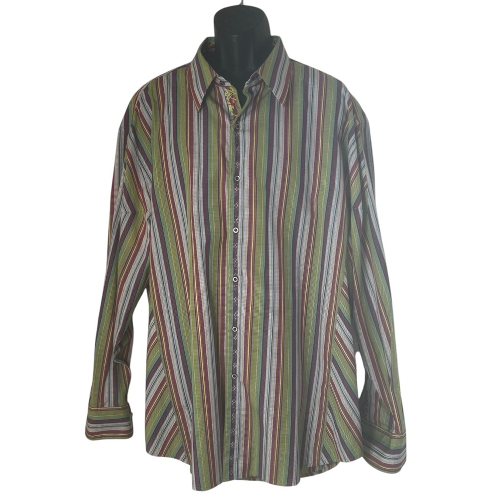 Robert Graham exotic Button Down Shirt men’s size 3XL  hippie flip cuffs purple
